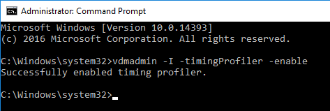 vdmadmin -I -timingProfiler -enable